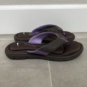 Nike Comfort Footbed Women’s 8 Purple Brown Outdoor Slides Thong Sandals Shoes